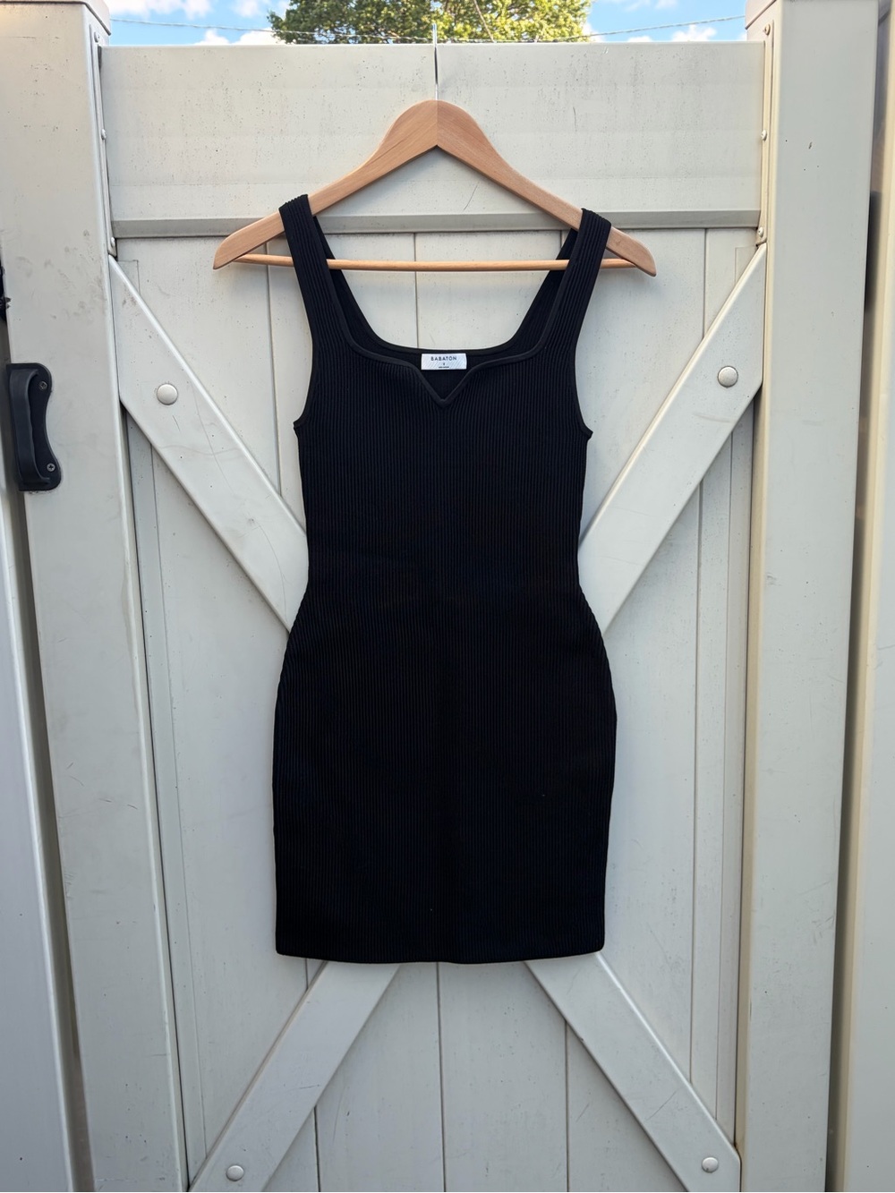 BABATON Black Ribbed Tank Mini Dress